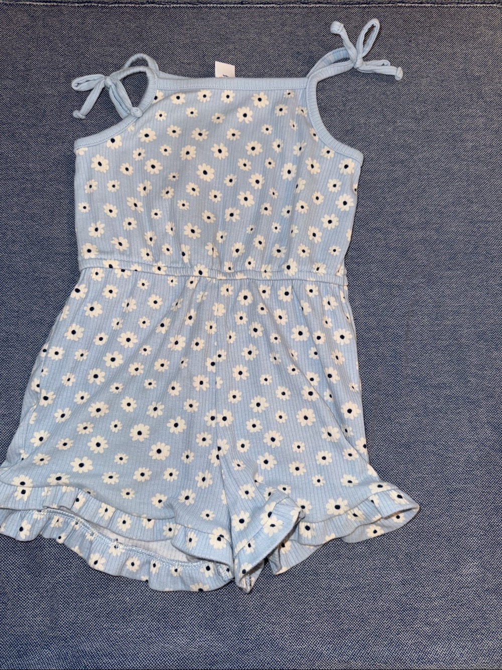 Old Navy Light Blue Daisy Tie-Shoulder Romper
